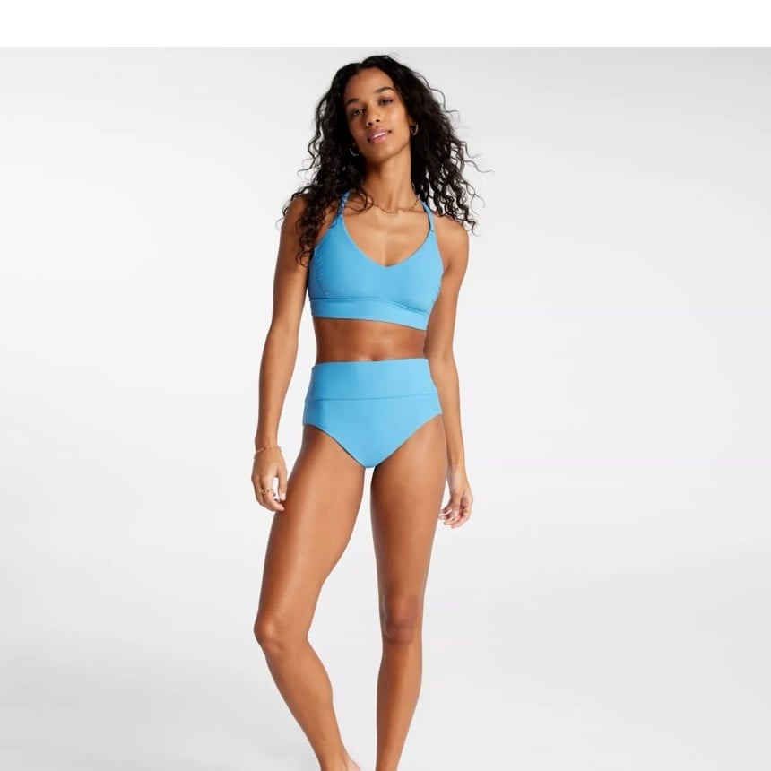 New Calia Women's Scrunched Tie Back Bikini Top & Bottoms Size Xs $116 Blue